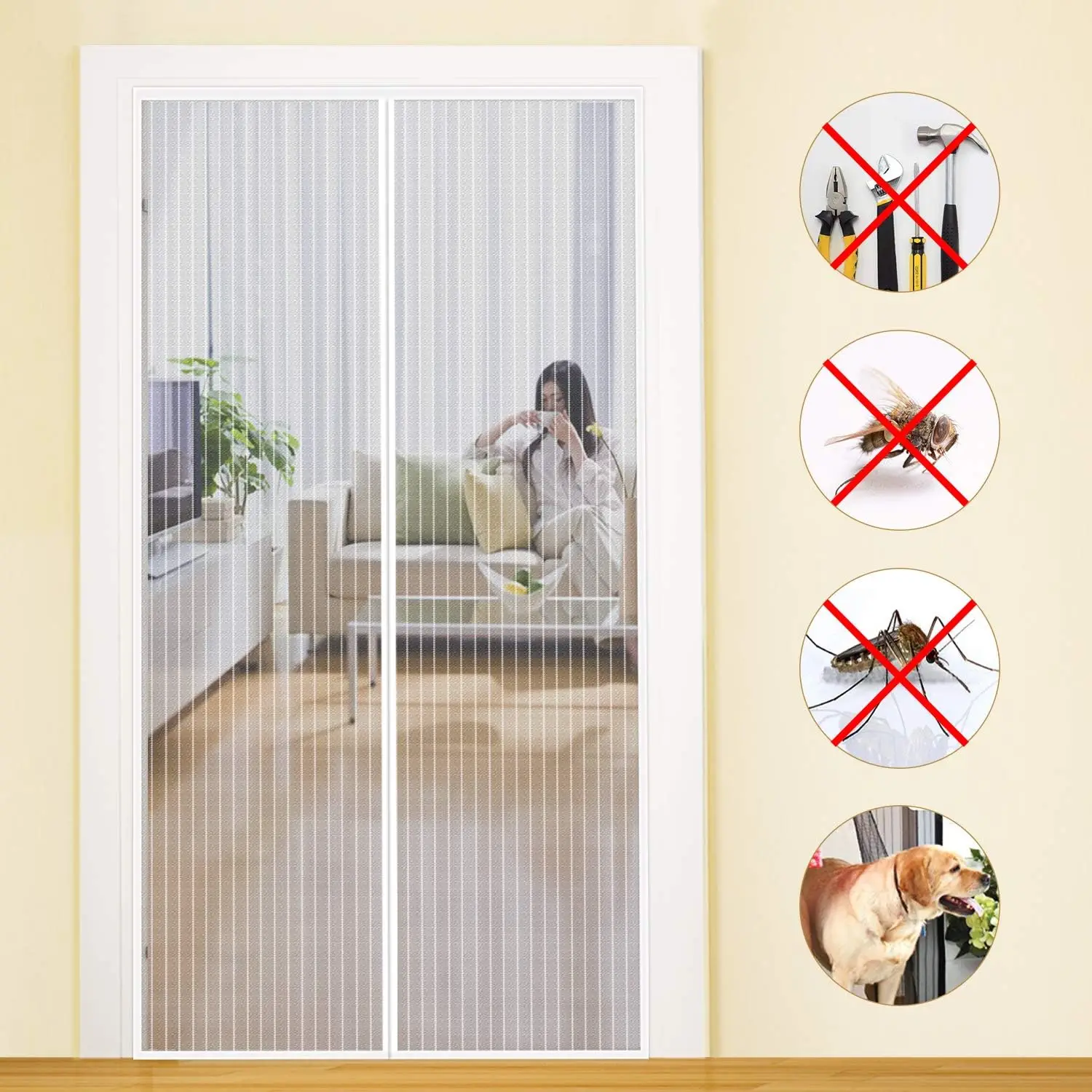 Moustiquaire Porte Fenêtre 120x220cm Magnétique Rideau de Porte Anti Mouche Maille Ultra Fine Moustiquaire Fenêtre Aimantée