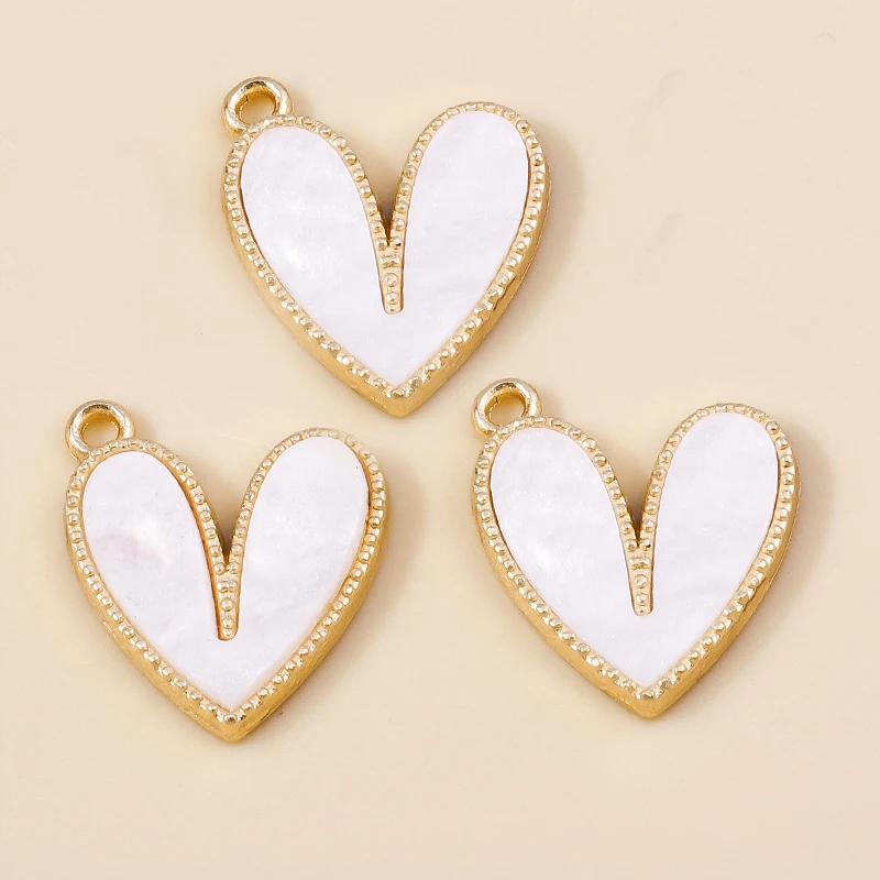 Leslie 10 Stück/Set Emaille Niedliche Bunte Schleifen-Herz-Anhänger für Ohrringe Liebesherz-Charms Anhänger DIY Schmuckherstellung – Detail 29
