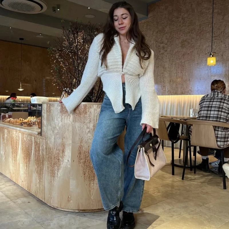 

Tossy White Vintage Knit Sweater Cardigan For Women Hollow Out Loose Elegant Autumn 2025 Cover up Knitwear Female Cardigan Top