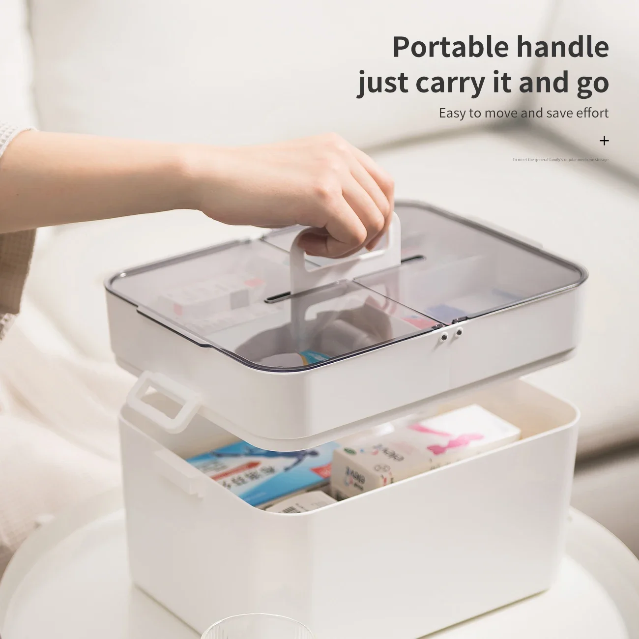 Large Double-layer Portable Medicine Storage Box Large Capacity First Aid Box Household Storage Moisture-proof Durable Box