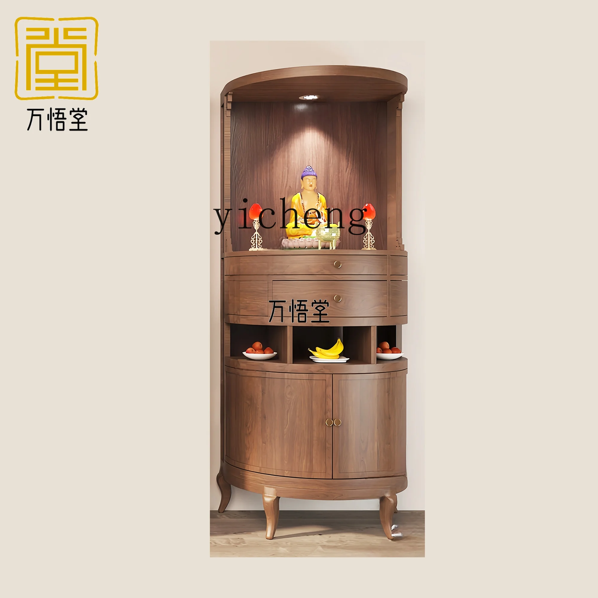 

GZ Buddhist shrine Solid wood New Chinese vertical cabinet Guanyin Buddhist statue Household ash wood shrine