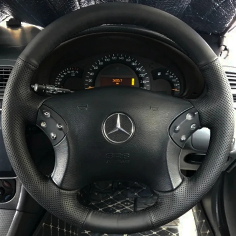 Custom Car Steering Wheel Braid Cover 100% Fit For Mercedes Benz W203 C-Class 2001-2007 Auto Interior Accessories Steering Wrap