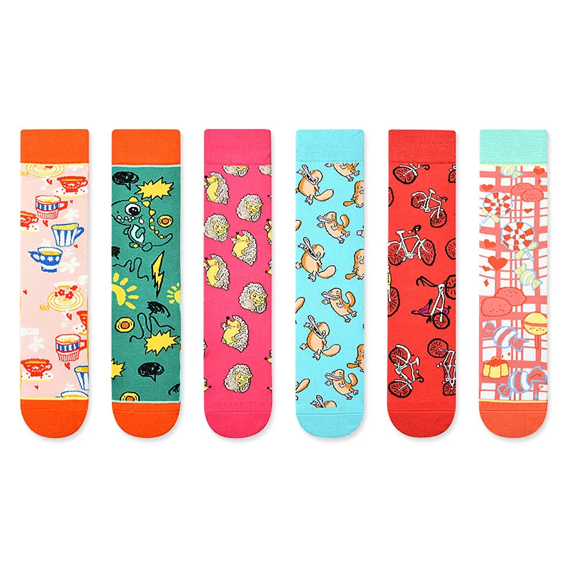 New creative women's straight tube cartoon animal character fun trendy socks fashion long tube cotton socks