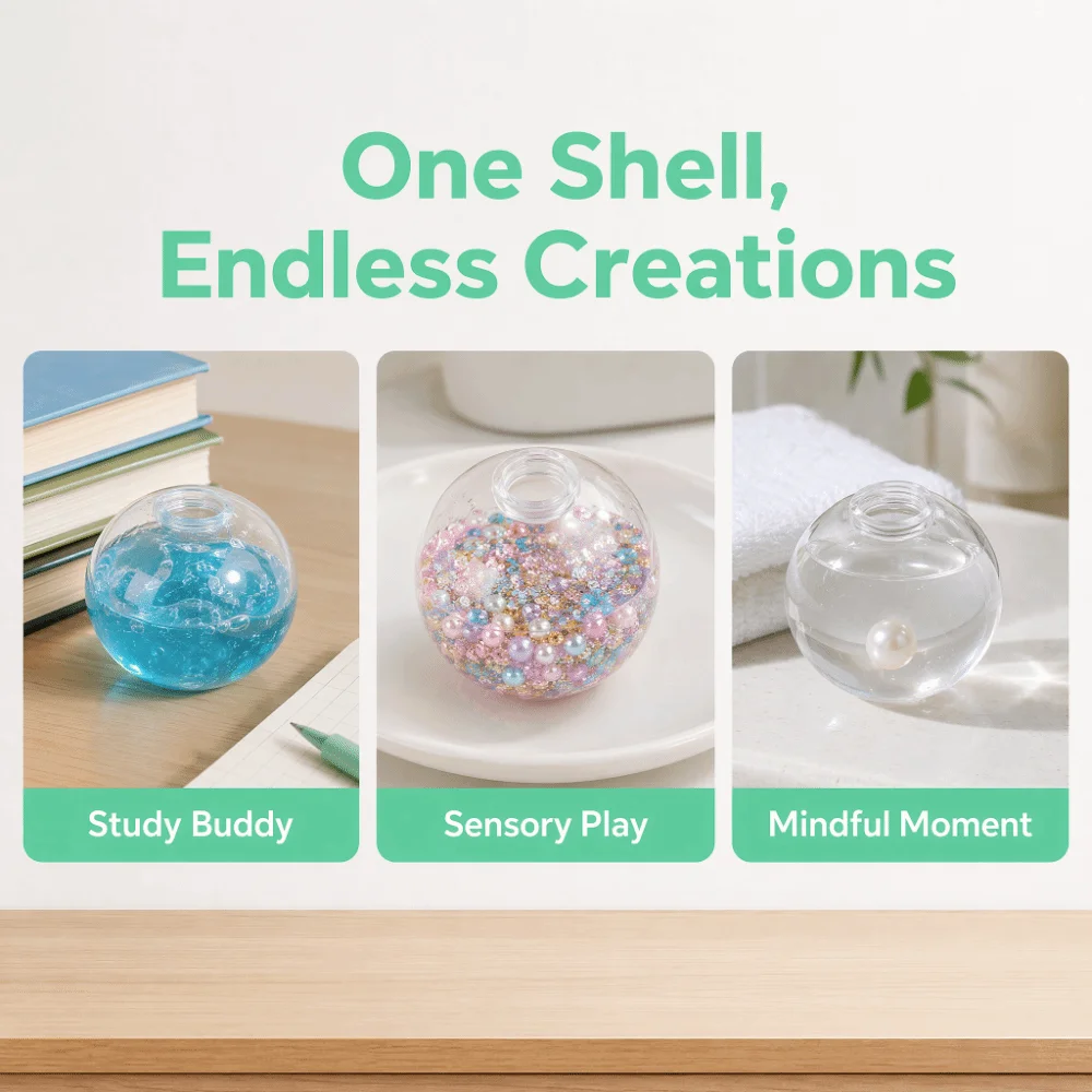6Pcs TPR Clear Empty Ball Transparent Hollow Empty Inside DIY Stress Relief Ball Thick Wear Resistant Elastic Stretchable