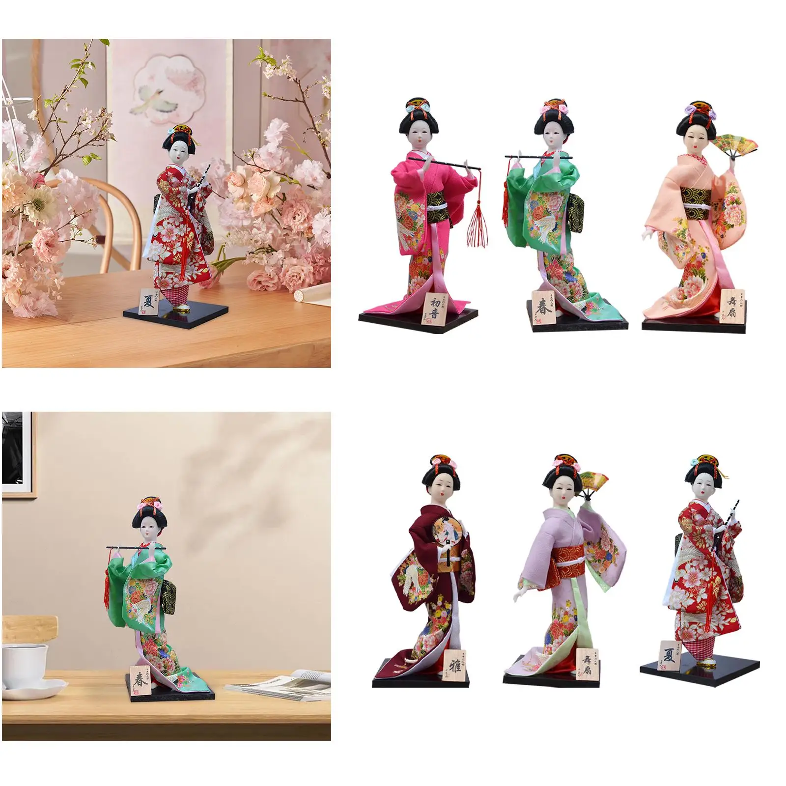 Traditional Statue Asian Kabuki Figurine Ornament 30cm Japanese Kimono Geisha Doll Figure Toy for Cabinet,Birthday,Home,Store