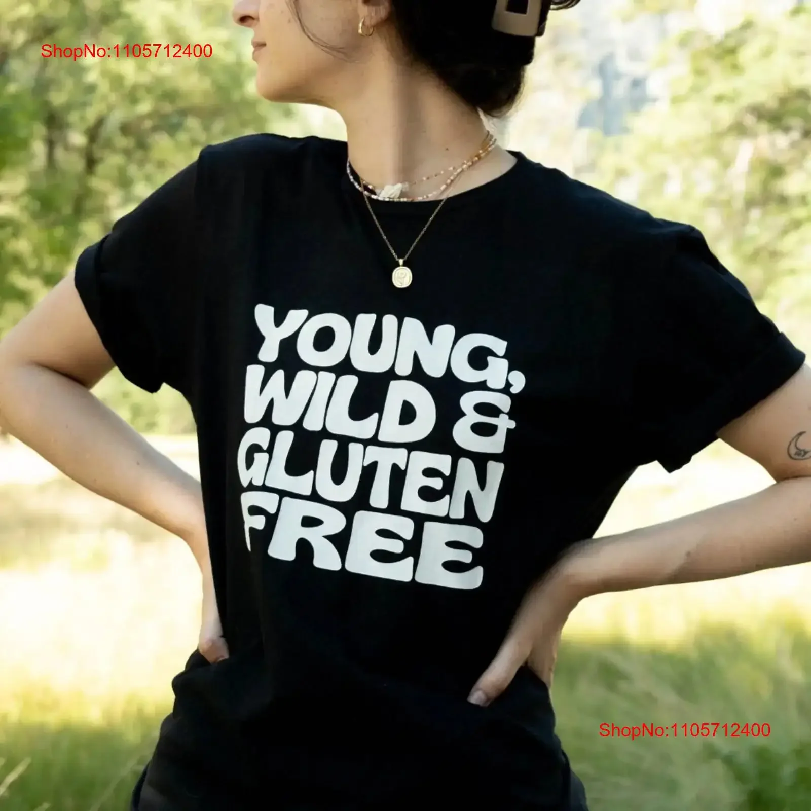 Young Wild and Gluten Free Cute Funny Softsyle T Shirt vintage Washed homme fashion Comfortable Slightly Stretched Stylish