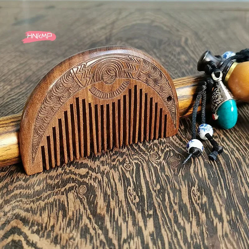 

Natural Black Gold Sandalwood Pocket Wooden Comb Super Wide Tooth Beard Hair Styling Comb No Static Lice Control