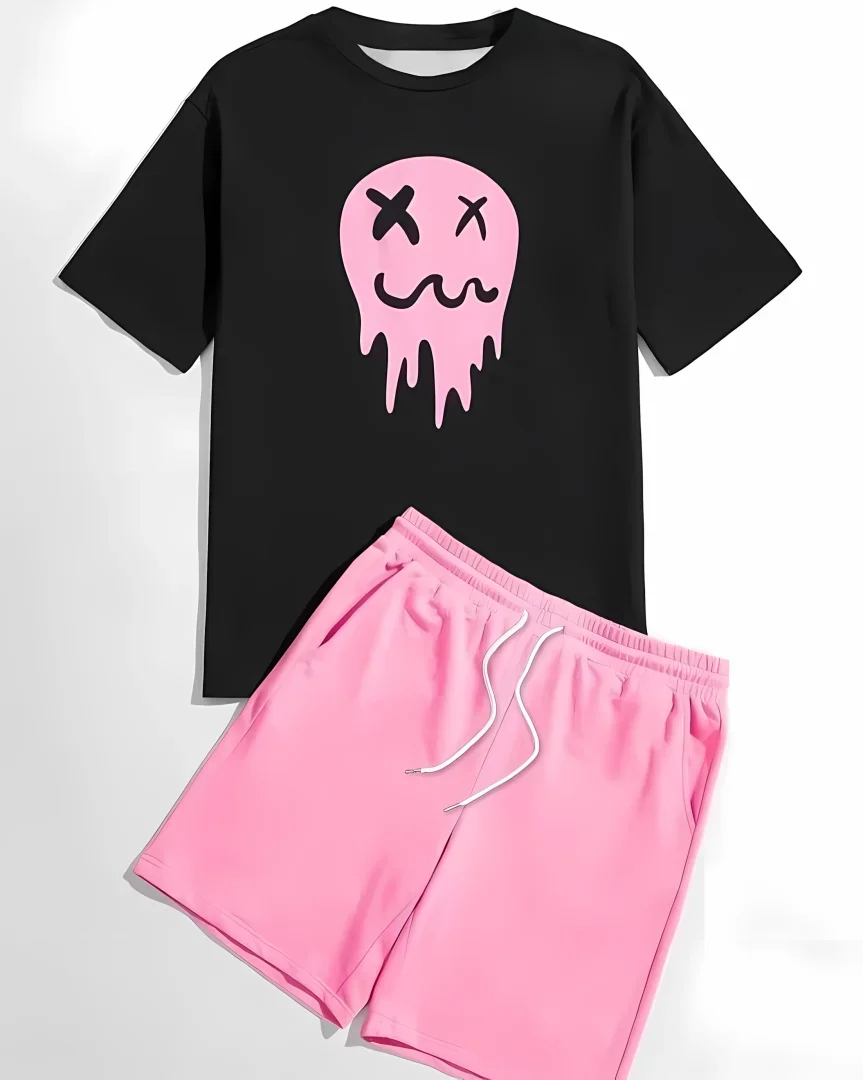 

Men's 3D Printed Fashionable T-shirt+Shorts Set Men's Fun Pattern Short Sleeved Shorts, Men's Breathable Quick Drying Top