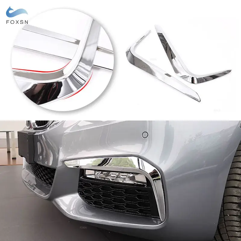 

Автоматические передние противотуманные фары, лампа для век, полоски для бровей, отделка для BMW 5 серии G30 530liM 2018-2022 ABS, серебро/текстура из углеродного волокна