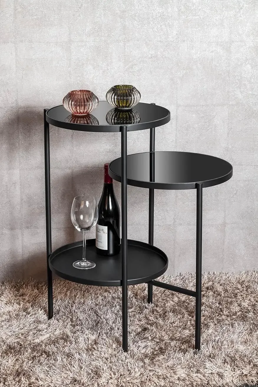 Mesa de café, metal, negro, 56 x 39 x 71 cm, adecuada para el patio de la terraza la Sala estar de la Oficina