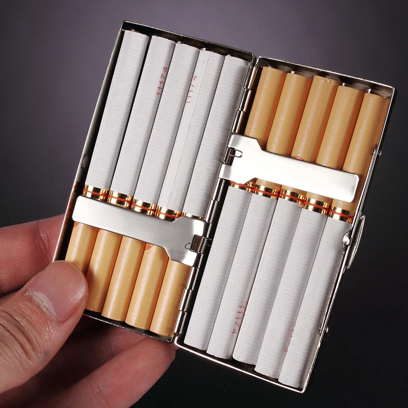 3 Sizes 84mm Length Cigarette Box Portable High Quality Wave Brass Metal Cigarette Case Mini Box Silver Golden Color