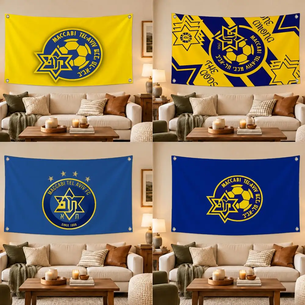 Football Club Maccabi Haifa Flags Modern Fabric Banner Pennants Bedroom Garden Party Birthday Wall Ornament Decor