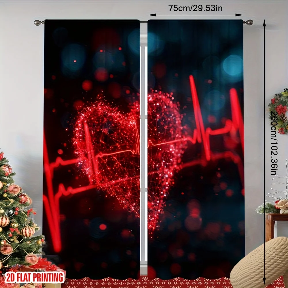 Electro-particle heart-shaped love curtains, pole-mounted installation. Suitable for living rooms, bedrooms dining rooms hotels