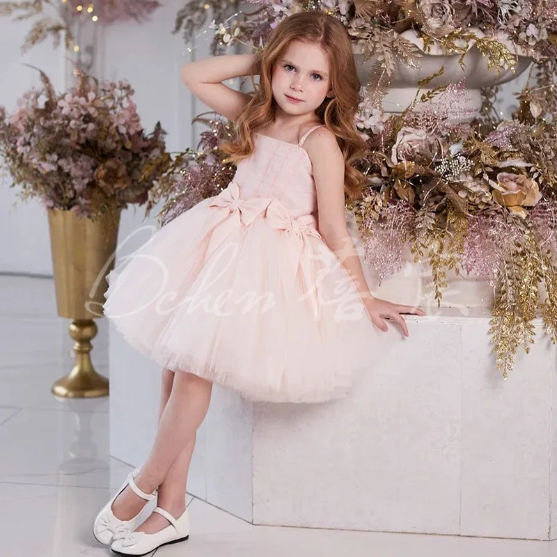 

Western-Style Toddler Girl Princess Dress Pink Bow Sweet Puffy Tulle 1st Birthday Party Gown Kids Dresses for Girls Sequin Dress