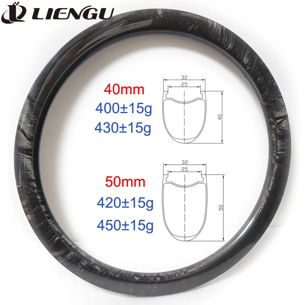 LIENGU Gravel Bike Carbon Rim 700C Marble Pattern Glossy 40mm or 50mm Depth 32mm Width 25mm Inner Wide Disc Brake 700 Bicycle