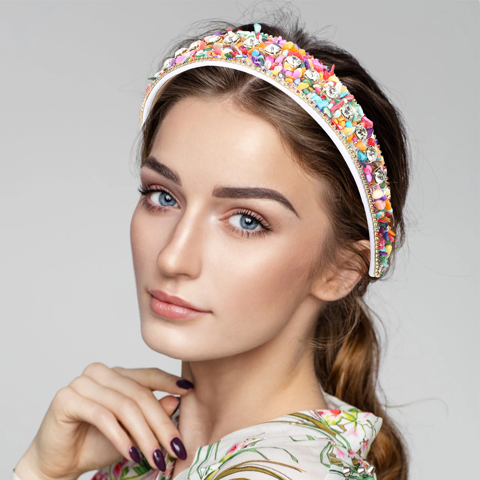 

Rhinestone Headb s for Women Wide Turquoise Hair Gems Fashion Beaded Headb Lightweight Luxurious