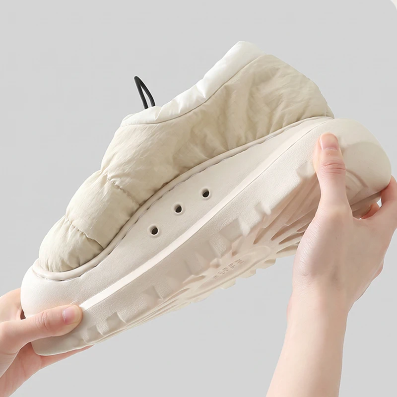 Winterliche, wasserdichte Plattform-Baumwollschuhe für Damen, rutschfeste Outdoor-Schuhe mit Absatz, warme Plüsch-Hausschuhe, runde Zehen, dicke Sohle, Schneestiefel. – Detail 7