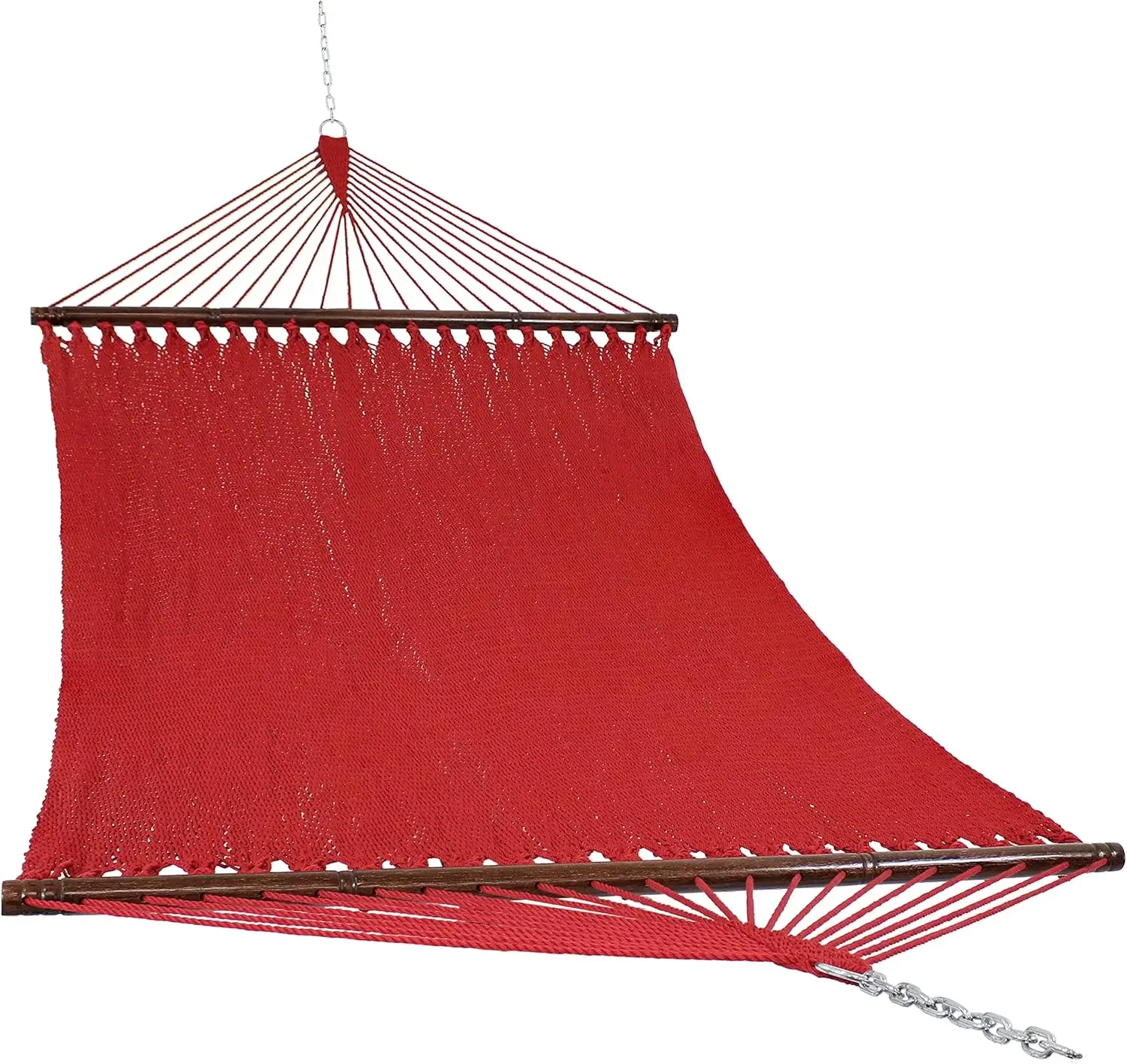 

Soft-Spun Polyester Rope Double Hammock for Outside - 600-Pound Weight Capacity Extra Large Hammock - Red