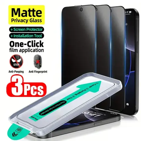 3 pezzi oleorepellente senza polvere facile installazione opaca protezione schermo privacy per IPhone 16 15 11 12 13 14 Pro Max Plus XS 17 vetro