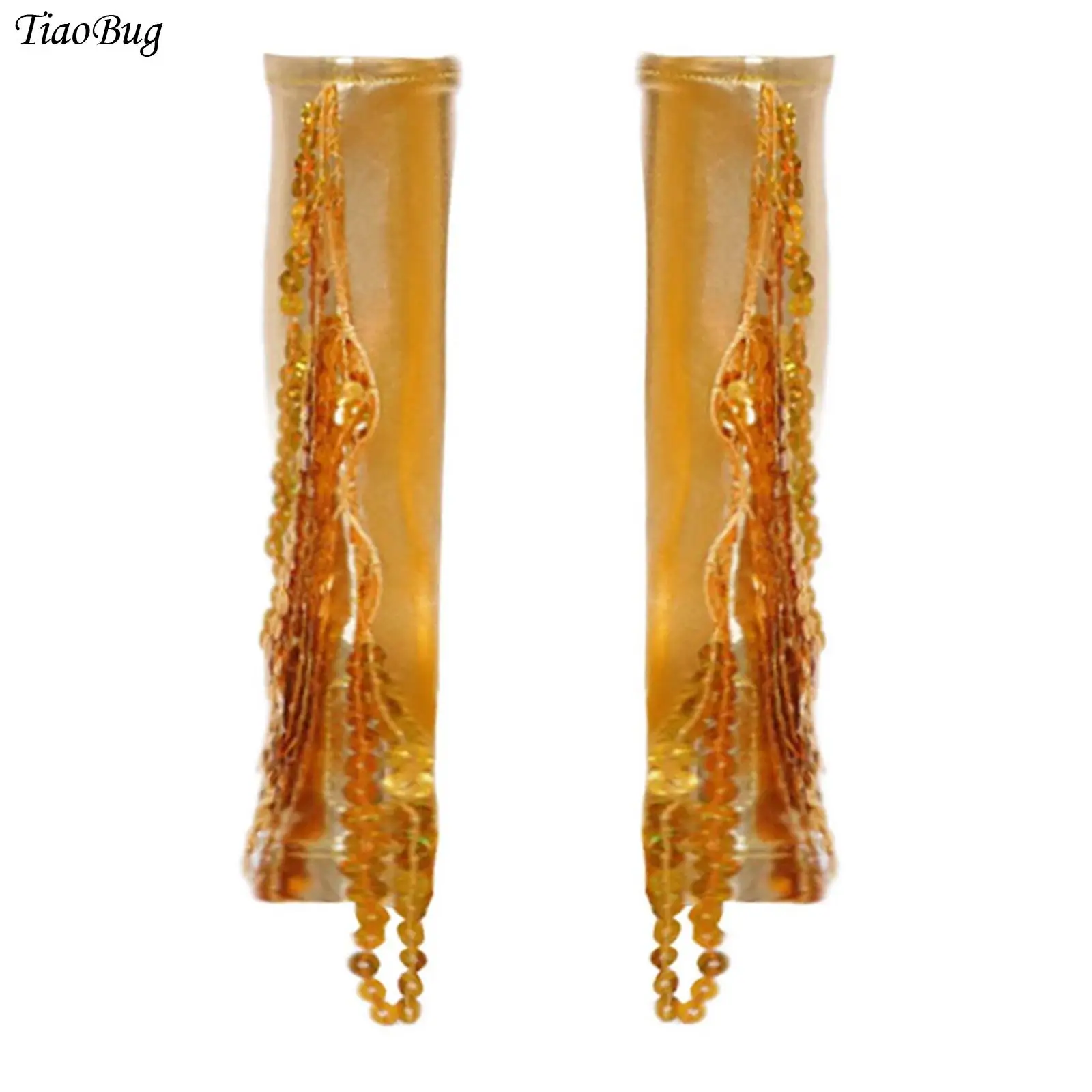 

1 Pair Dance Gloves Kids Girls Glitter Sequins Tassels Metallic PU Gloves Ballet Jazz Latin Dance Performance Props Accessories