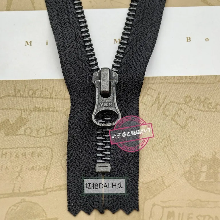 YKK5 Metal Bong Black Closed Zipper, Black Coat Jacket Neckline Pocket Bag Handmade DIY image 2