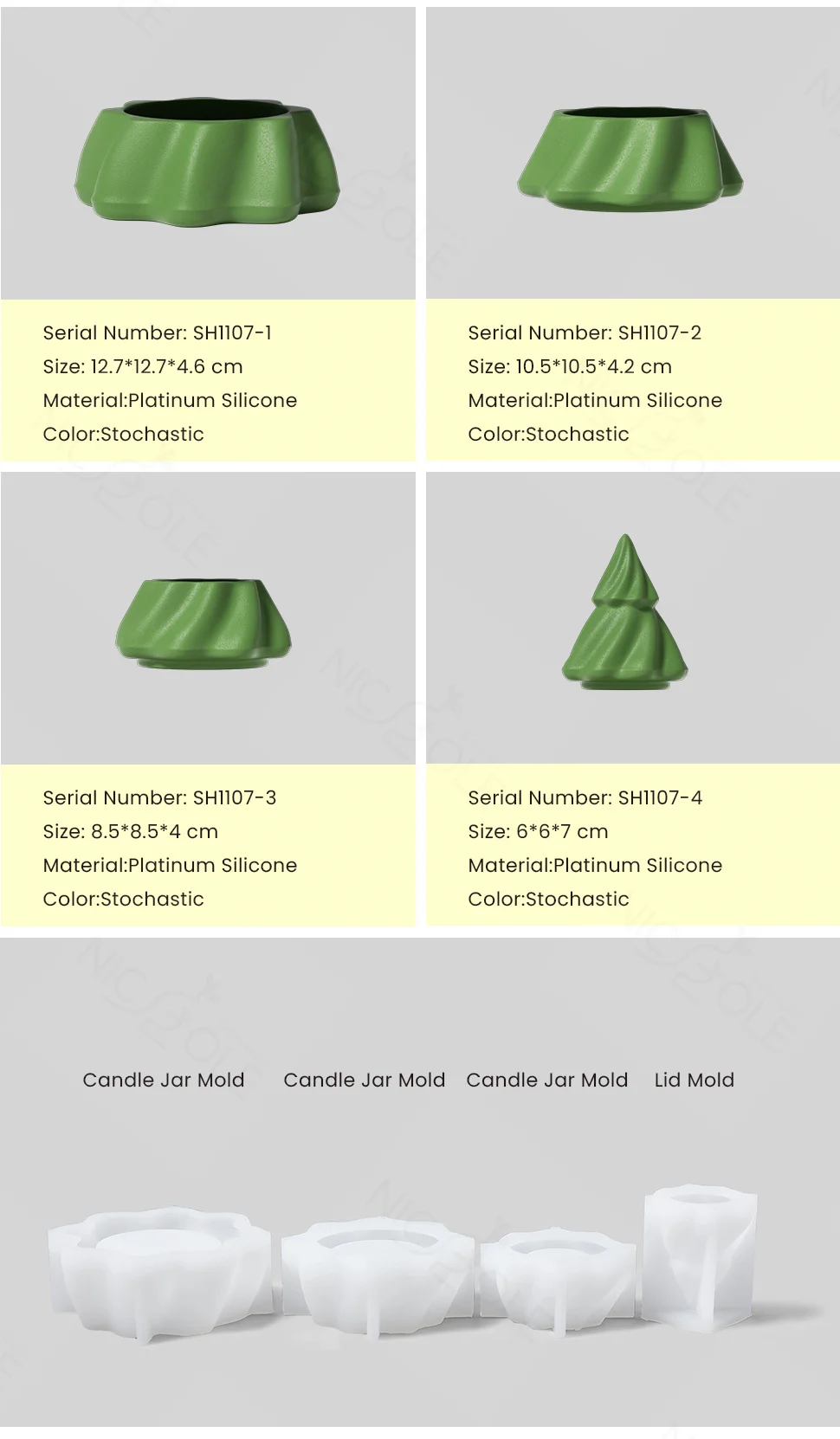 Mystical Stacking Christmas Tree Jesmonite Candle Jar Silicone Mold For Lid Handmade Concrete Candle Vessel Mould Home Decor