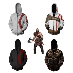 Game God Of War Cosplay Kratos Zipper Hoodie Costume Men and Women Leisure Sports Sweater 3D Printing