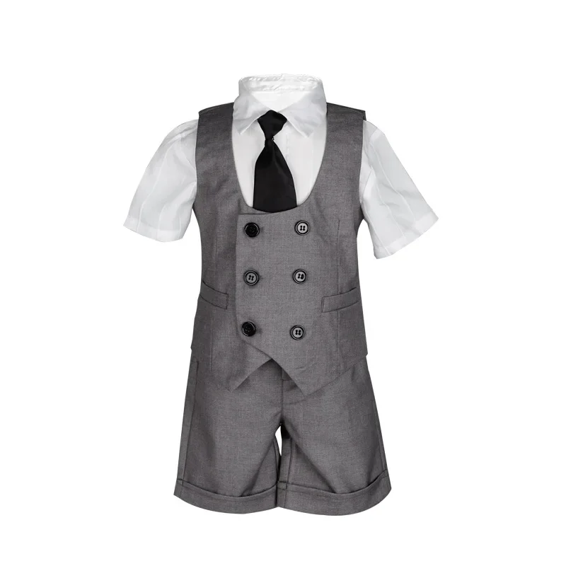 Boys Summer School Uniform Vest Shirt Shorts Girls Waistcoat Skirts Kids Kindergarten Dress Clothes Sets Child Students Outfits