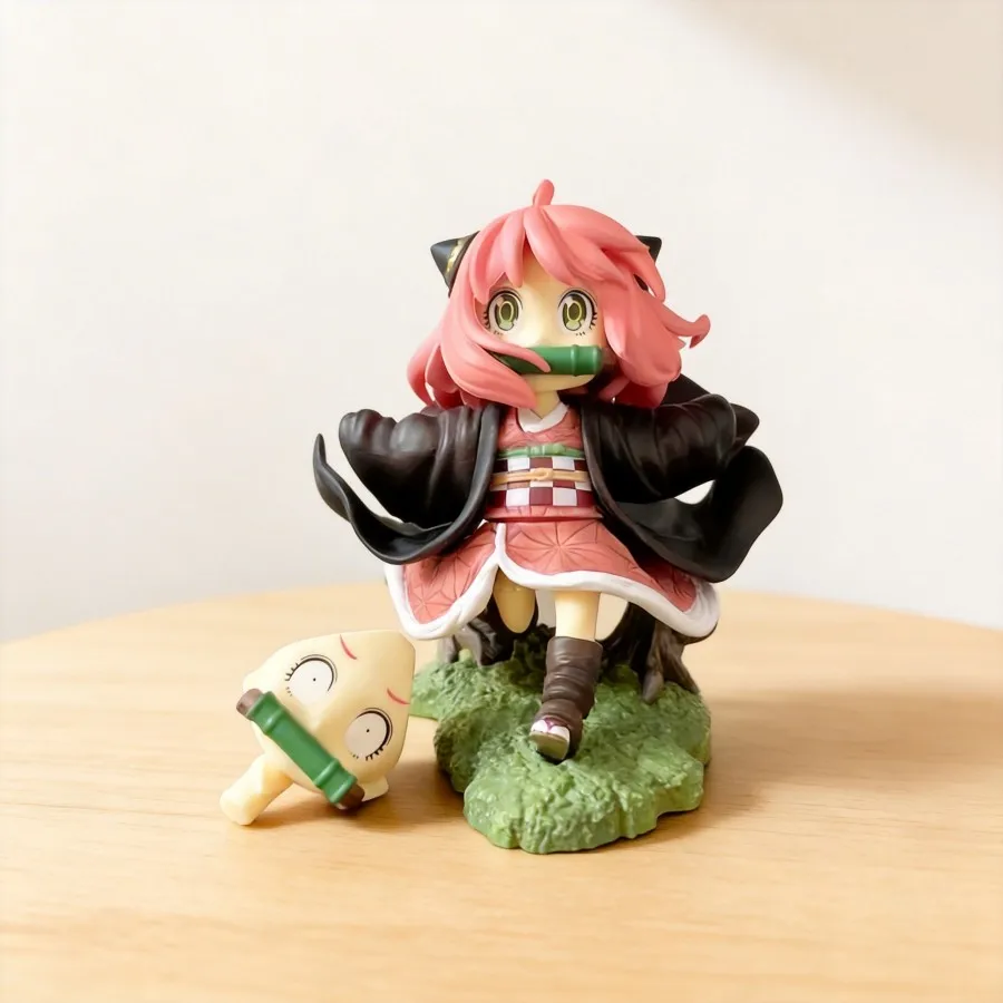 

Spy x Family Anya Forger Cos Nezuko Q Version Anime Figure Car Desktop Decoration Toy 12cm