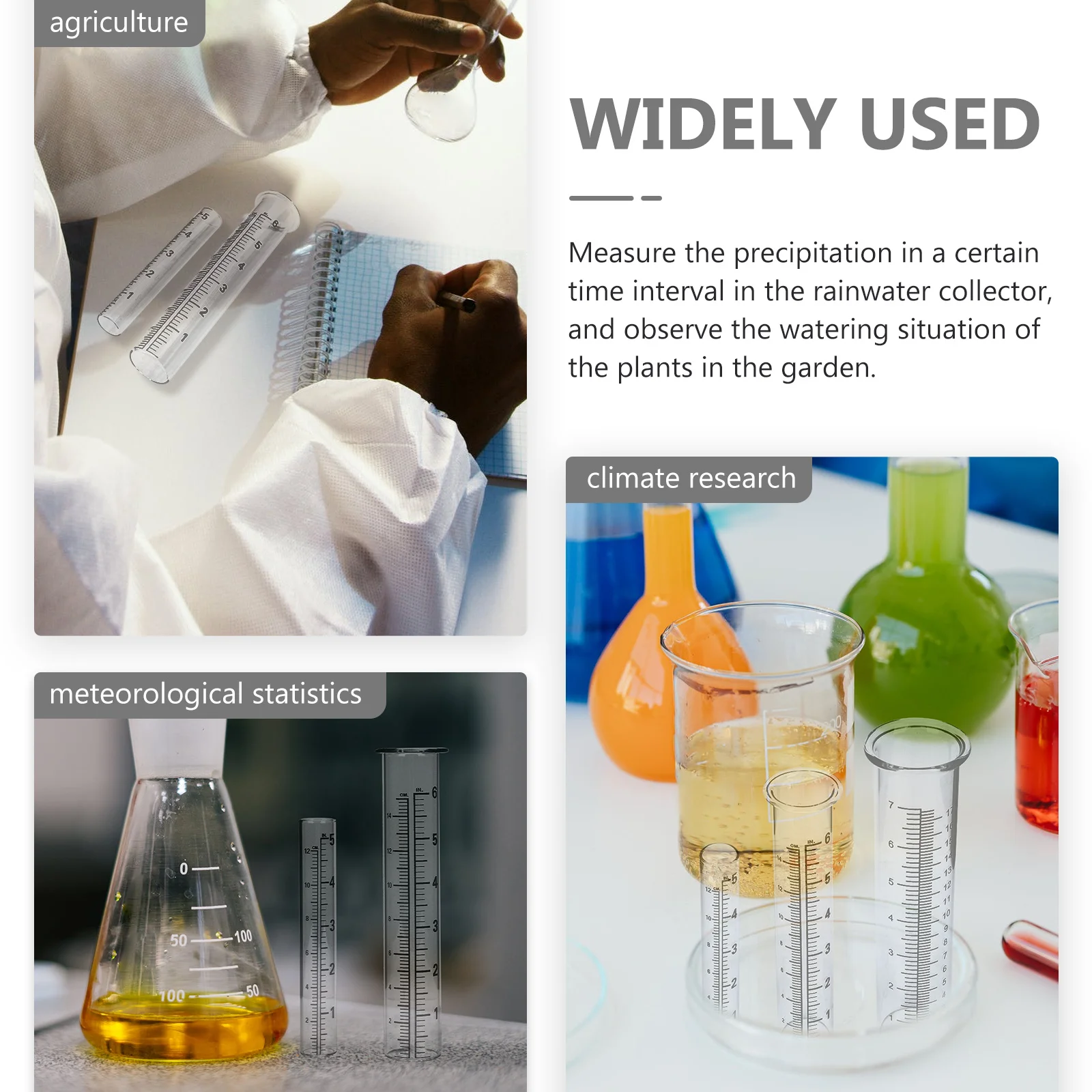 

3Pcs Rainfall Gauge Tube High Transparency Glass Measuring Container for Home Outdoor Rain Measurement Device Rainfall Gauge