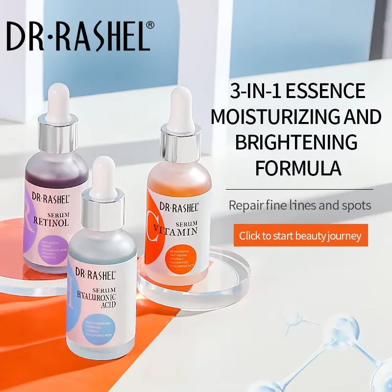 DR RASHEL Cuidados com a pele Conjunto completo de soro facial Soro de vitamina C Essência Óleo Soro Retinol Soro 3 Pacote 30ml