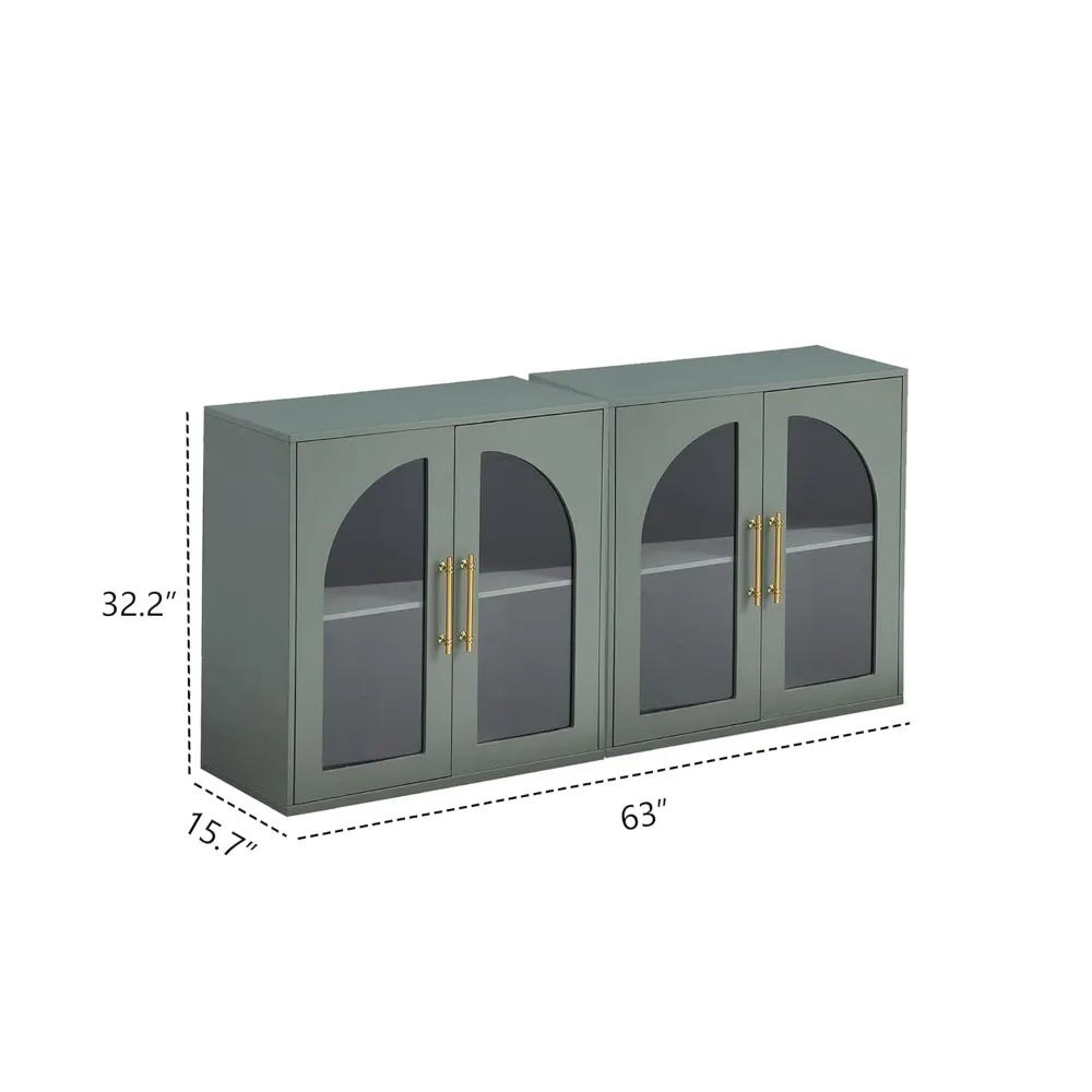 

Two-piece Small Display Sideboard Set with Arched Glass Doors, Modern Style, Customizable