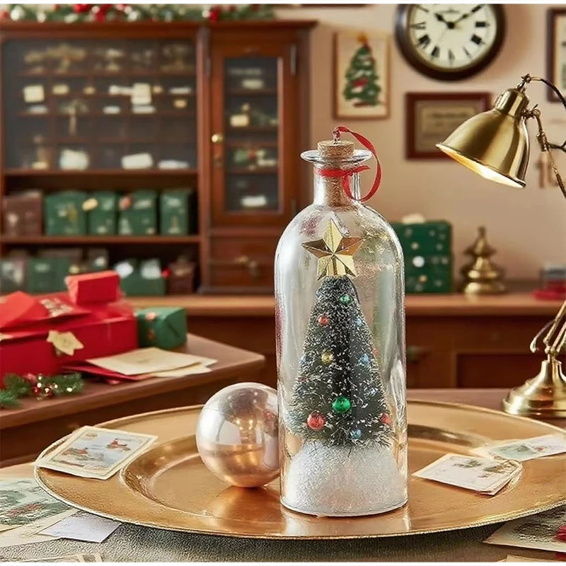 Weihnachtsbaum-Segenflasche Vintage Glas Schneeszene Ornament Kreative Weihnachts-Tischdekoration Festliches Partygeschenk – Detail 10