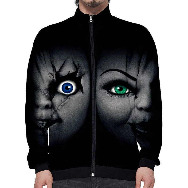 Coats Horror Movie Chucky Stand Collar Jackets Seed of Chucky Sweatshirt Cosplay Costume Long Sleeve Zipper Hoodies