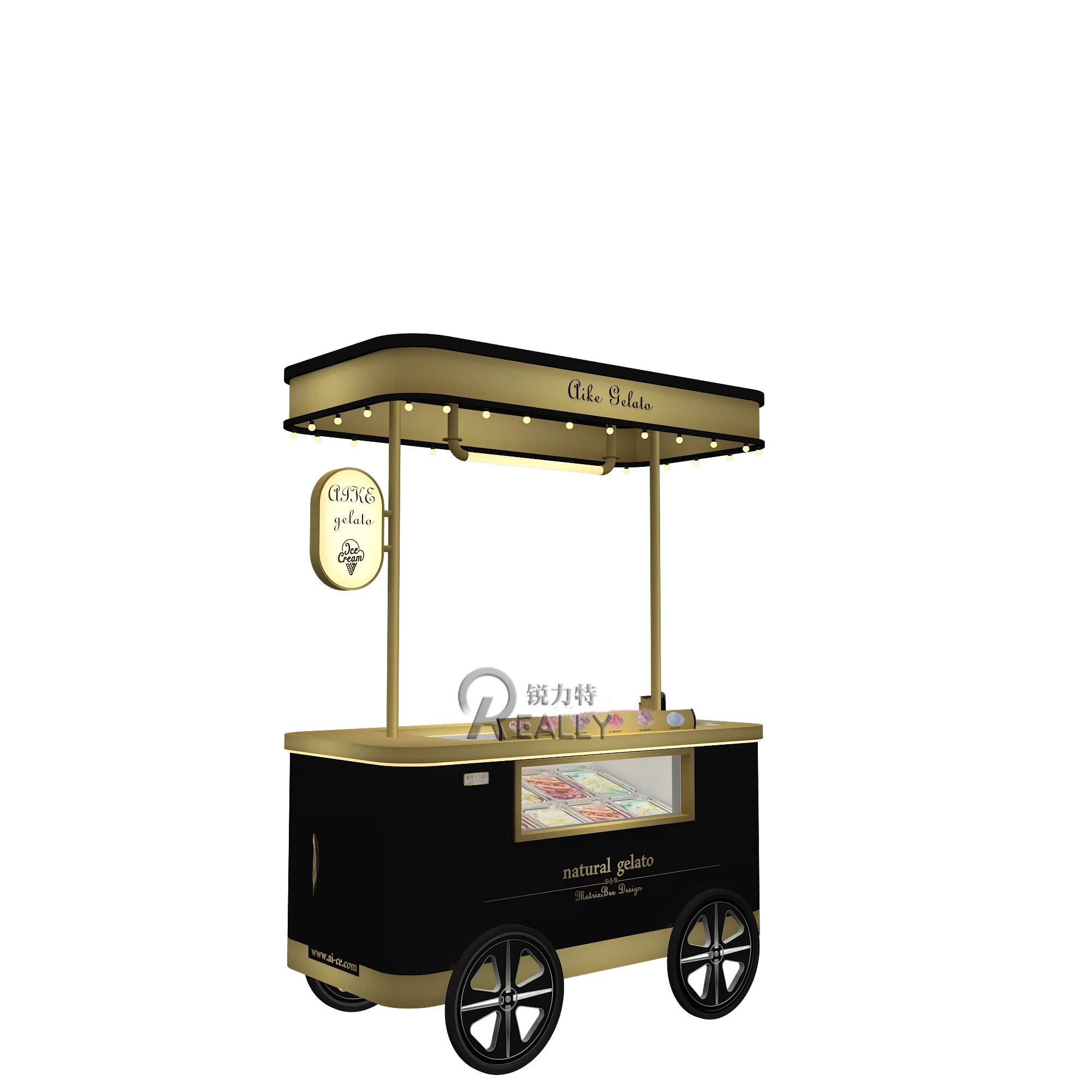 2023 Hot Selling Ice Cream Trolley Outdoor Mobile Ice Cream Display Sales Truck Frozen Float Snack Cart