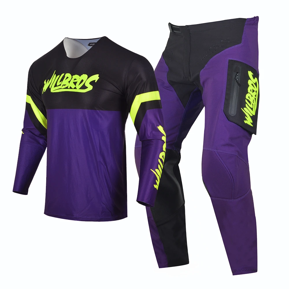 Willbros Motocross Zip Pocket Jersey and Pants Sets MX Combo BMX Dirt Bike Cycling ATV UTV MTB Enduro Offroad Racing Suit