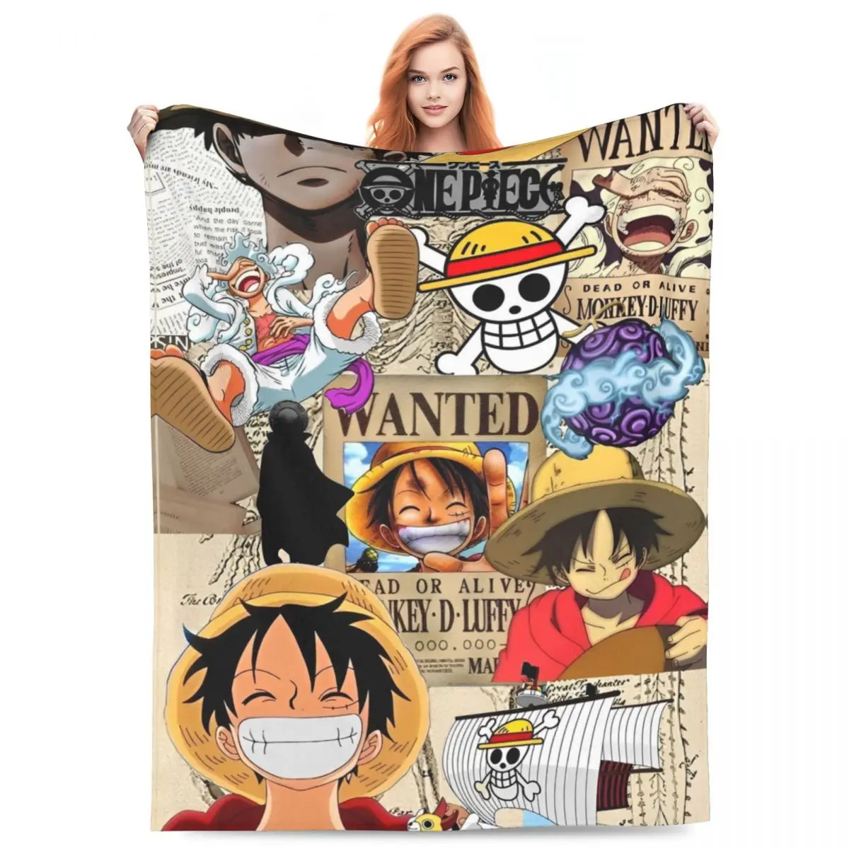 O-One Anime P-Piece Blanket Soft Pattern Plush Bedding Throws For Living Room Travel Office Flannel Bedspread Bed Cover