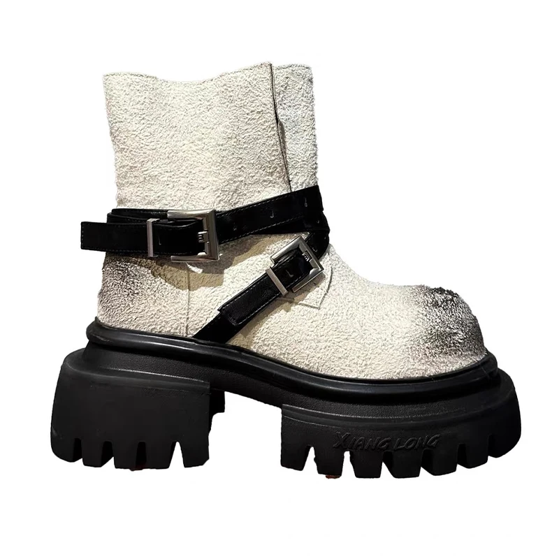 Flats Platform Women Ankle Boots Suede Winter Designer Shoes Fashion Cozy Woman Boots 2025 New Casual Goth Chelsea Botas Mujer