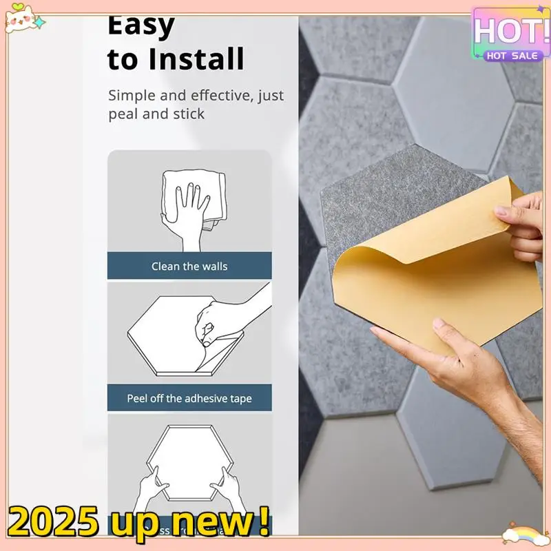 

Classy-Set Of 12 Acoustic Hexagon Panels, 12"X10", Soundproof Wall Tiles For Studio And Office A, Self-Adhesive