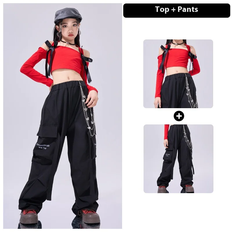 Kpop Mädchen Gruppe Jazz Dance Hip Hop Kleidung Kurze Weste Cargo Hosen Street Dance Anzug Breaking Catwalk Show Kostüme