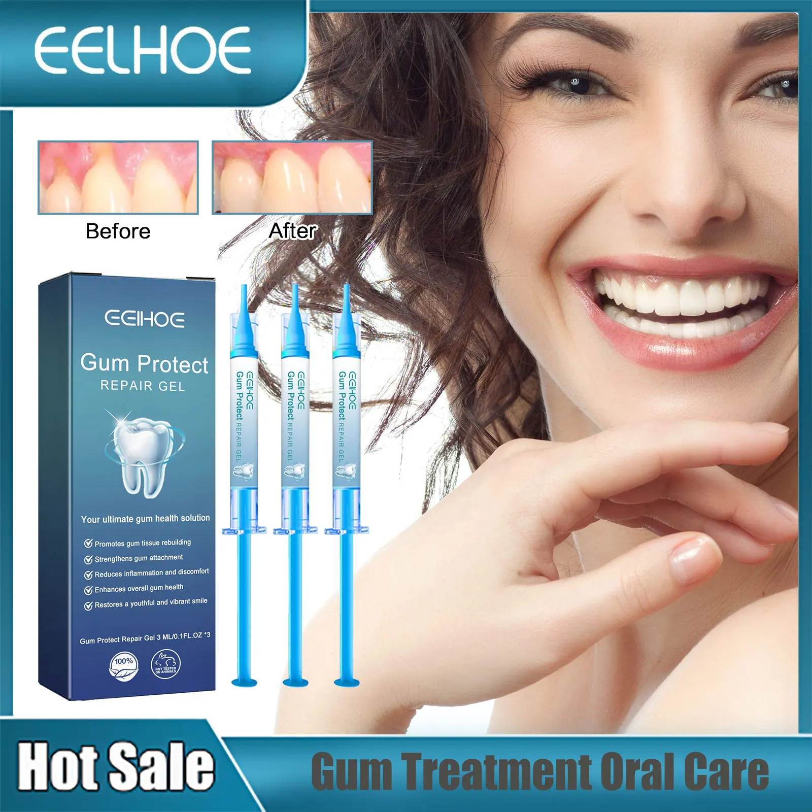 EELHOE Gum Therapy Gel Gum Repair Treatment Remove Plaque Stains Serum Teeth Whitening Gel Fresh Breath Oral Care Essence 3pcs