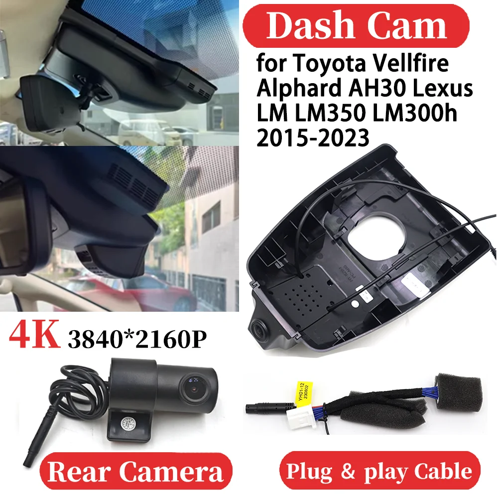 

ZJCGO for Toyota Vellfire Alphard AH30 Lexus LM LM350 LM300h 2015-2023 Car 4K Video Recorder DVR Dash Cam Dashboard Camera