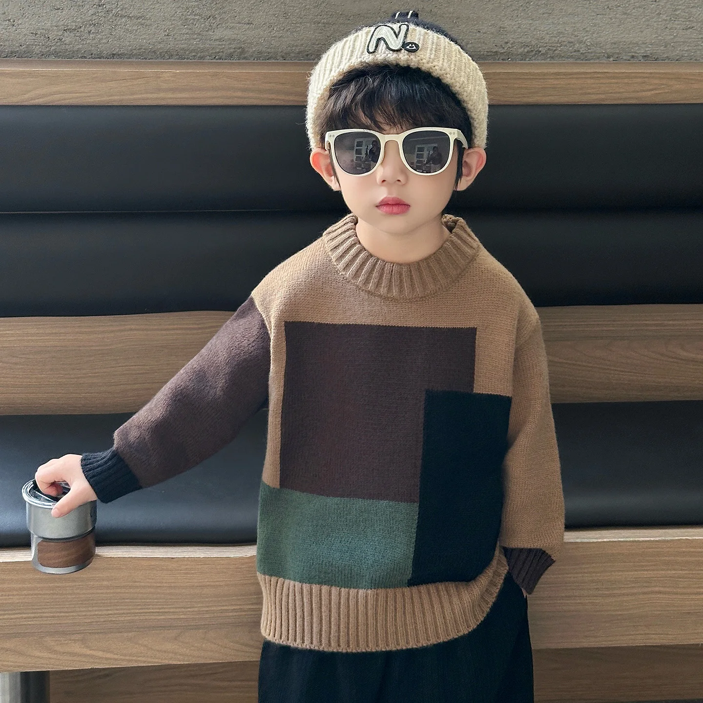 

Sli Knitted Sweater for Boys Trendy Base Layer Top with Cool Blo Design Warm And Comfortable Cotton Blend Autumn Wear