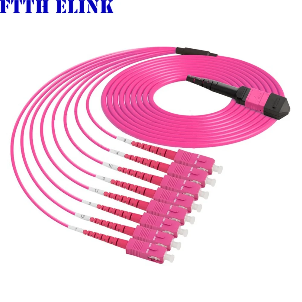 Женский MPO-SC Патч-корд OM4 8 ядер, 12 ядер, 1-50 м, 10 м, 5 м, MTP-8SC, 12SC, тип B, тип A, 8C, 12C, FTTHELINK 24 ядра