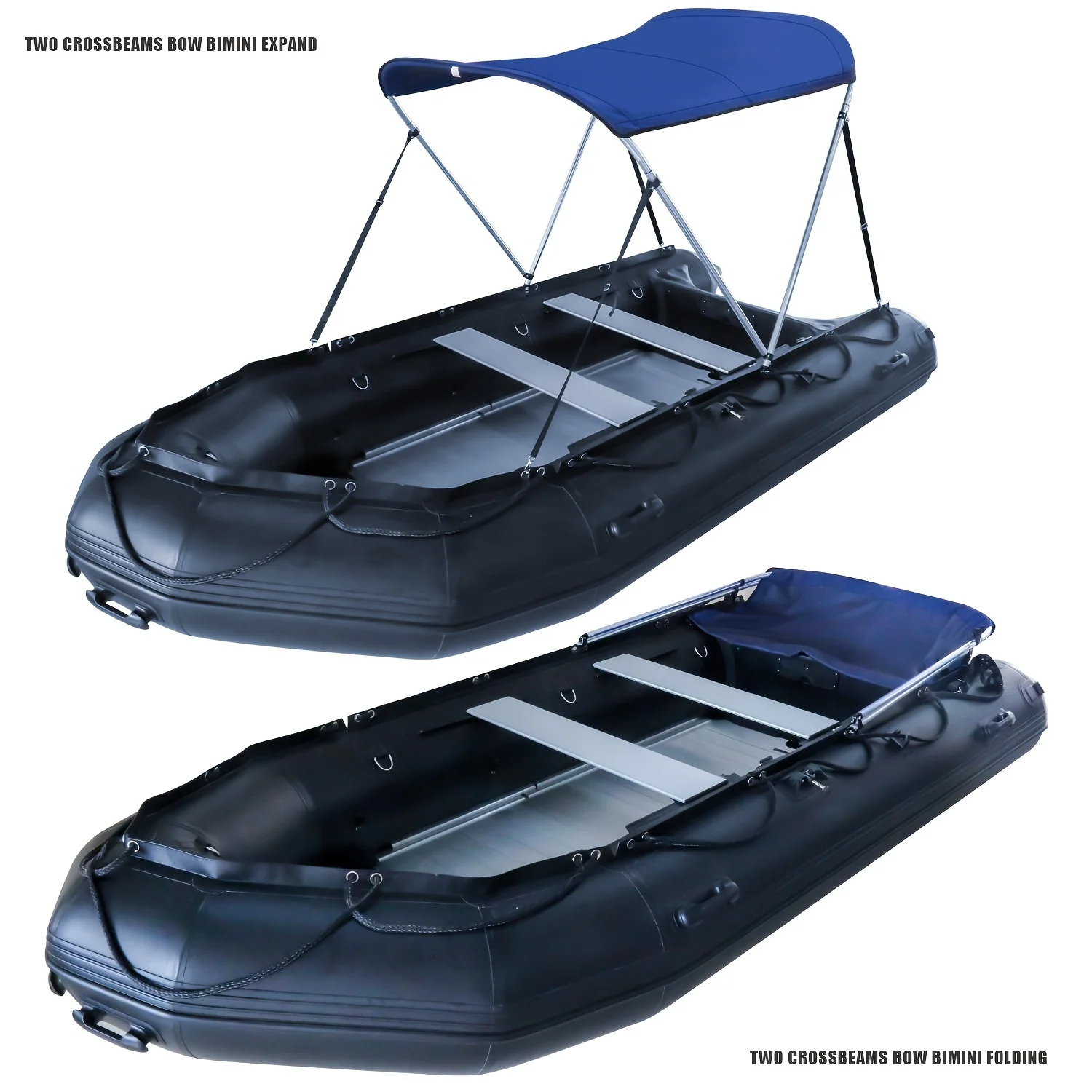 

Marine Grade Fade and Crack Resistant Bimini Top Replacement Cover, asy Install Zipper Sleeve Boat Awning， Blue