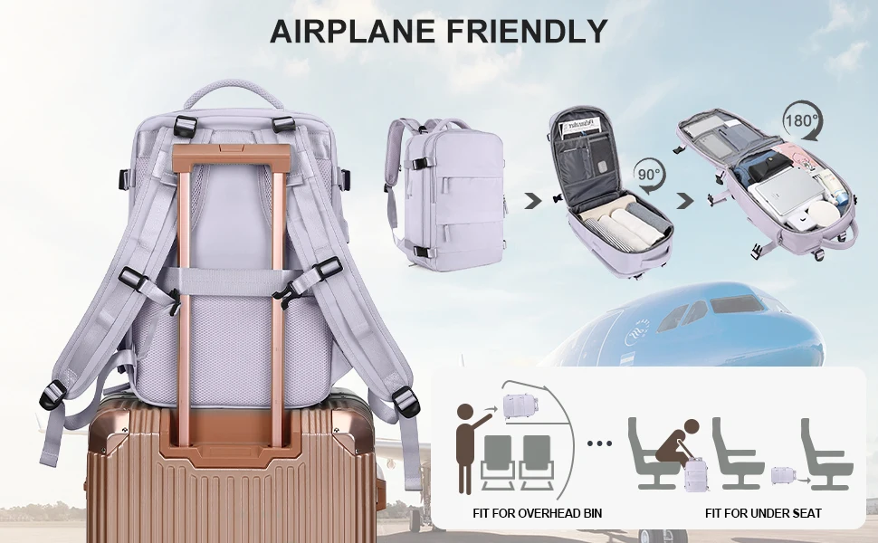 Reiserucksack für Damen, Handgepäck-Rucksack, TSA-Laptop-Rucksack, Flugzulassung, College-Krankenschwester-Tasche, lässiger Tagesrucksack für den Wochenende – Detail 7
