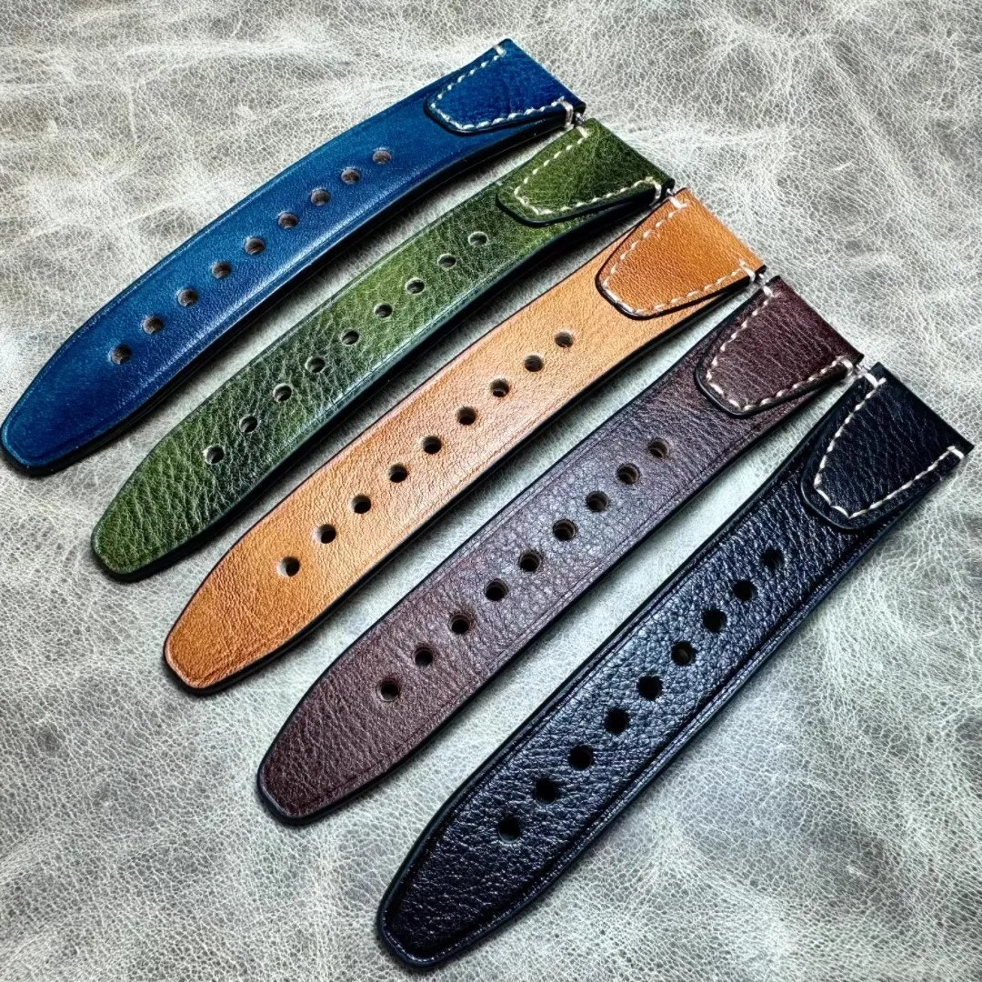 20 22mm Handmade Cowhide Real Leather Watchband Vintage Retro Derma Bracelet Wrist Band Strap Accessories Oil wax leather Belt