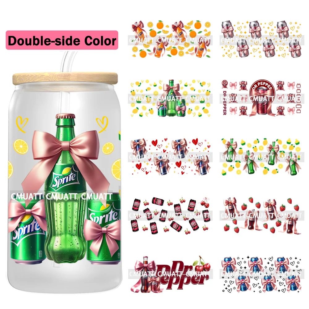 Doppio lato colore coquette bevanda 16 once UV DTF tazza avvolgere trasferimenti adesivi stampa fai da te personalizzato autoadesivo impermeabile