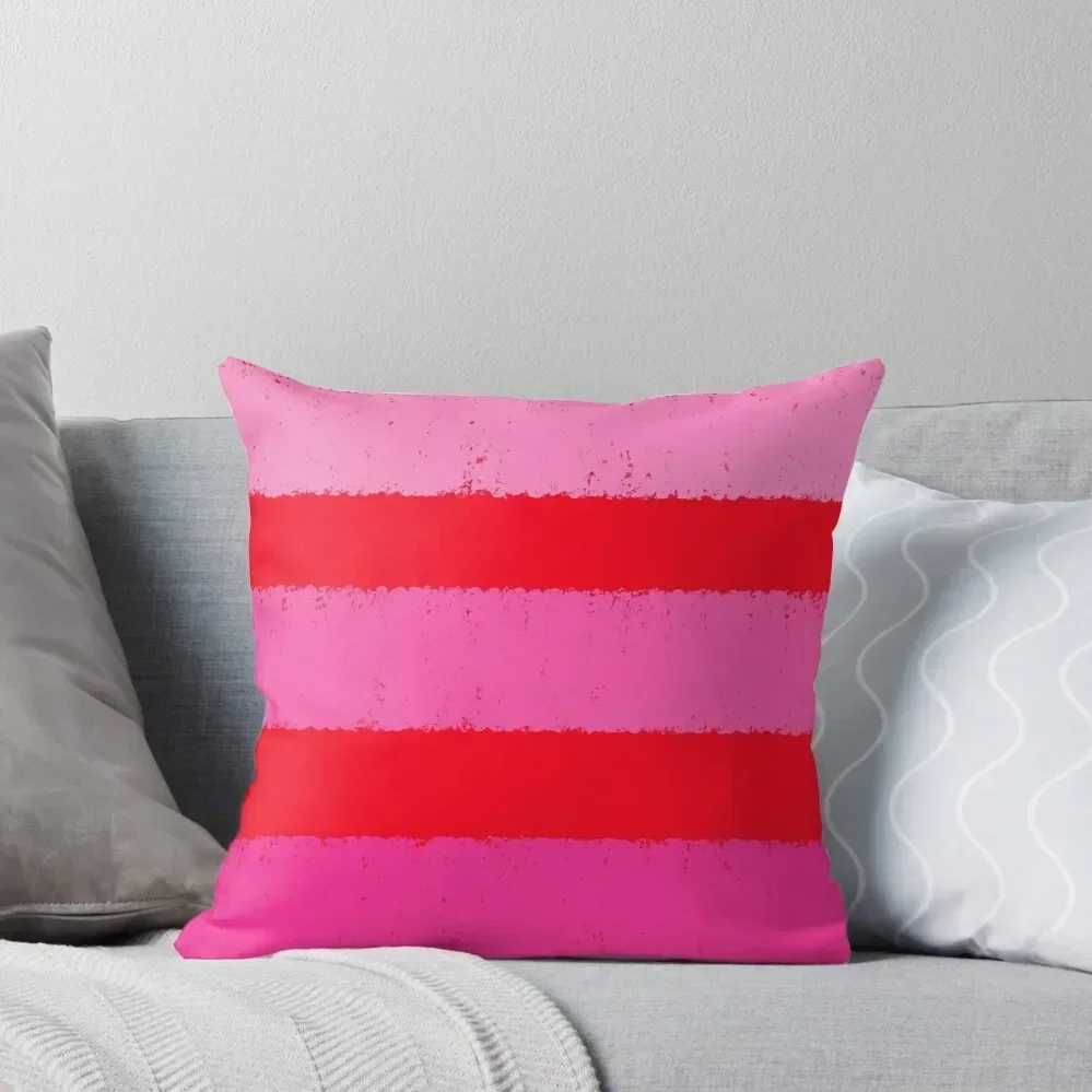 

Wide Pink and Red Stripes Clashing Colours Throw Pillow home decor items Anime pillow