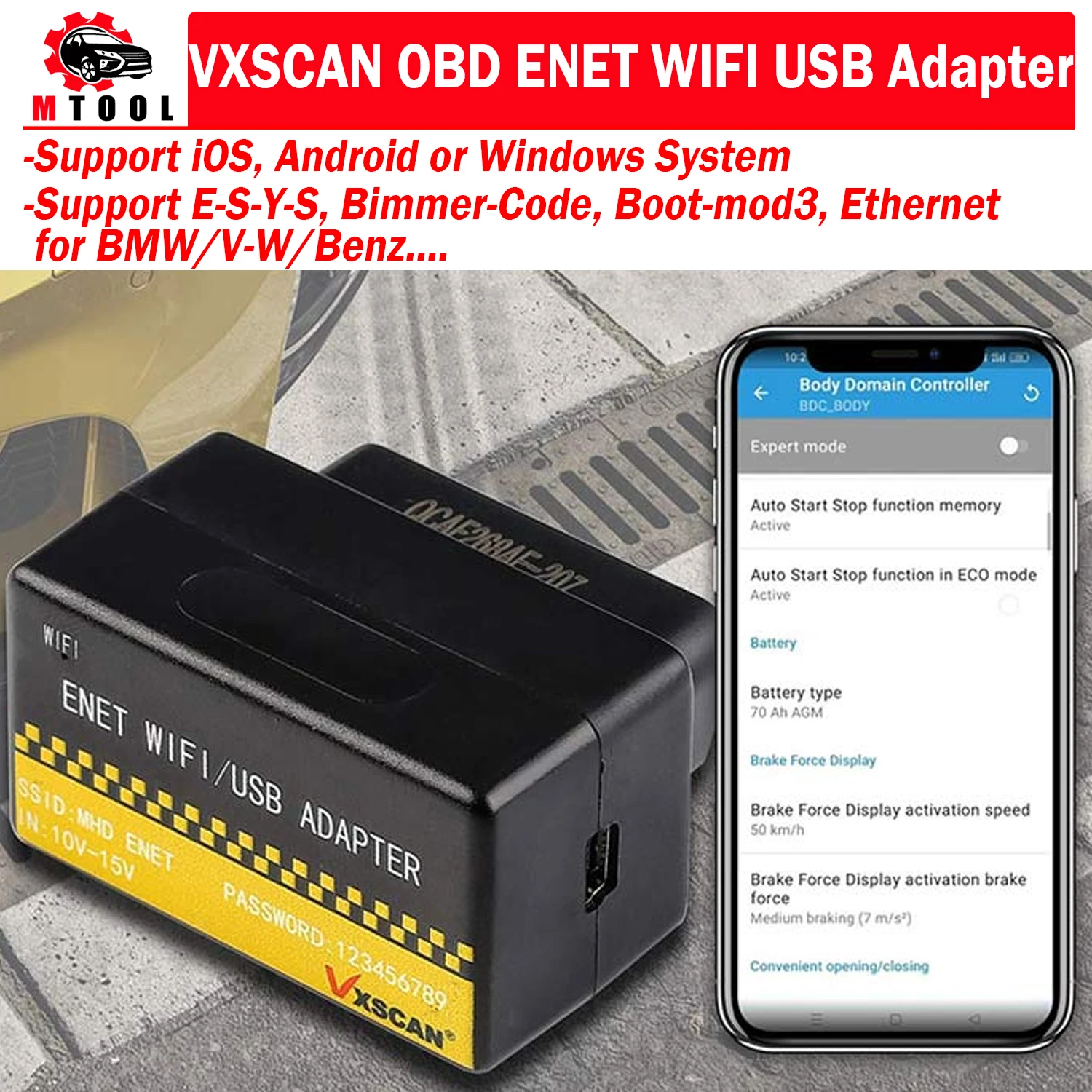 

VXSCAN OBD ENET WIFI USB-адаптер DOIP для VOLVO/BMW F G/V-W для Bimmer Code E-SYS Boot mod3 Ethernet fitin iOS Android Windows